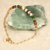Autumn Leaves Stone and Pearl Gold Filled Bracelet