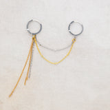 Asymmetric Two Tone Delicate Double Hoops