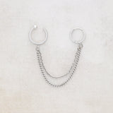 White Gold Chunky Curb Chain Hoop and Cuff