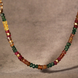Half Stone Colored Sapphire Gold Filled Necklace