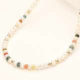 Full Pearl and Stone Gold Filled Necklace