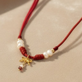 Pearl and Bow Small Cord Choker