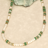 Pearl Emerald and Tourmaline Chunky Gold Filled Necklace