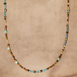 Turquoise and Miyuki Bead Gold Filled Necklace