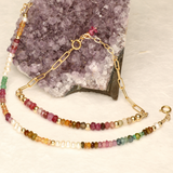 Red Ombre Half Stone Gold Filled Bracelet