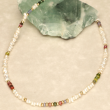 Pearl and Bubblegum Pastel Stone Gold Filled Necklace
