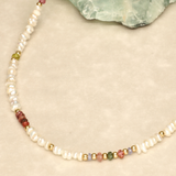 Pearl and Bubblegum Pastel Stone Gold Filled Necklace