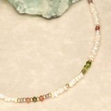 Pearl and Bubblegum Pastel Stone Gold Filled Necklace