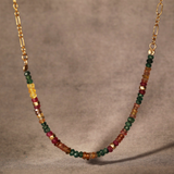 Half Stone Colored Sapphire Gold Filled Necklace