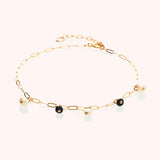 Hanging stone and pearl Gold filled anklet