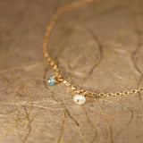 Single pearl and stone hanging Gold filled anklet