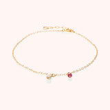 Single pearl and stone hanging Gold filled anklet