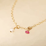Single pearl and stone hanging Gold filled anklet