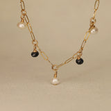 Hanging stone and pearl Gold filled anklet