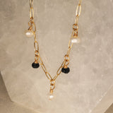Hanging stone and pearl Gold filled anklet