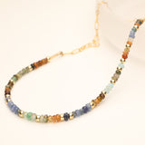 Green Brown Aqua Semi Precious Desert Mix Gold Filled Necklace
