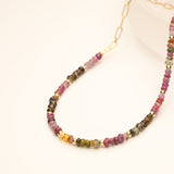 Red Ombre Half Stone Gold Filled Necklace