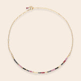 Half Stone Blue Red Sapphire and Opal Gold Filled Necklace