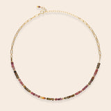 Red Ombre Half Stone Gold Filled Necklace