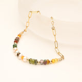 Autumn Leaves Stone and Pearl Gold Filled Bracelet