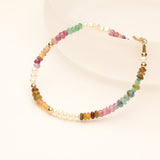 Rainbow Full Pearl and Stone Gold Filled Bracelet