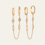 Double Drop Chain Hoop Earring