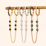Three Stone Double Hoop Earring