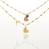 Heart and Evil Eye Charm Necklace