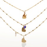 Heart and Evil Eye Charm Necklace