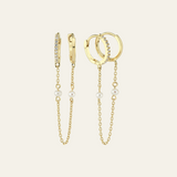 One Pearl Double Hoop Earring