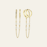 Two Pearl Double Hoop Earring