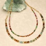 Green Brown Aqua Semi Precious Desert Mix Gold Filled Necklace