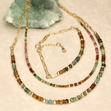 Chunky Half Stone Brown Green Gold Filled Bracelet