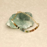 Chunky Half Stone Brown Green Gold Filled Bracelet