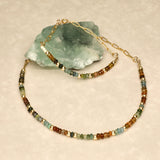 Green Brown Aqua Semi Precious Desert Mix Gold Filled Necklace