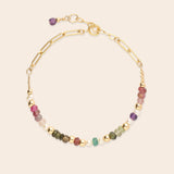 Multicolor Stone and Pearl Chunky Gold Filled Bracelet