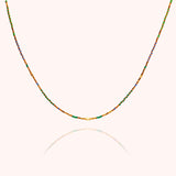 Green and gold beaded Gold filled necklace