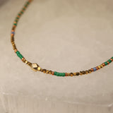 Green and gold beaded Gold filled necklace