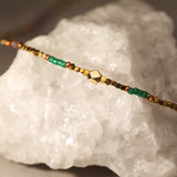 Green and gold beaded Gold filled necklace