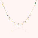Pearl, Tanzanite and Peridot Hanging Stones Gold Filled Necklace
