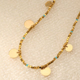 Five plate gold and turquoise Gold filled necklace