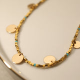 Five plate gold and turquoise Gold filled necklace