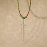 Green Garnet 3 Tassel Gold Filled Necklaces
