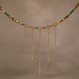 Five Fringe Mixed Beaded Gold Filled Necklace