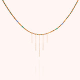 Five Fringe Mixed Beaded Gold Filled Necklace
