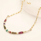 Multicolor Stone and Pearl Chunky Gold Filled Bracelet