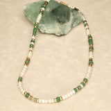 Pearl Emerald and Tourmaline Chunky Gold Filled Necklace