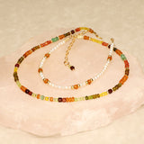 Autumn and aqua Mix semi Precious Gold Filled Necklace