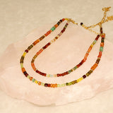Autumn and aqua Mix semi Precious Gold Filled Necklace