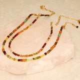 Autumn and aqua Mix semi Precious Gold Filled Necklace